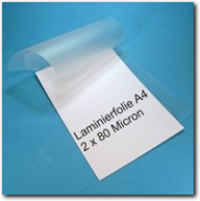 Laminierfolie A4, 2 x 80 Micron.
