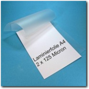 Laminierfolie A4, 2 x 125 Micron.