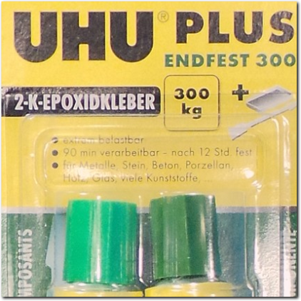 Extrem starker Uhu Plus Zweikomponenten Kleber endfest 33 Gramm.