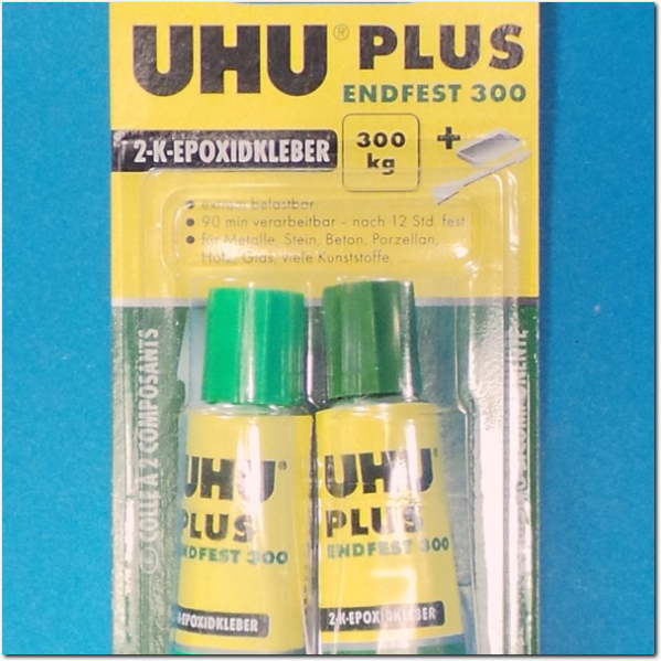 Extrem starker Uhu Plus Zweikomponenten Kleber endfest 33 Gramm.