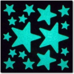 Nachleuchtende Sterne selbstklebend, 17 Stück.