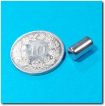 Kleine Neodym Stab Magnete 5 x 8,5 mm.