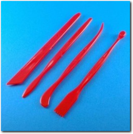 Rotes Kunststoff Fimo Modellierwerkzeug Set 4 Teile.