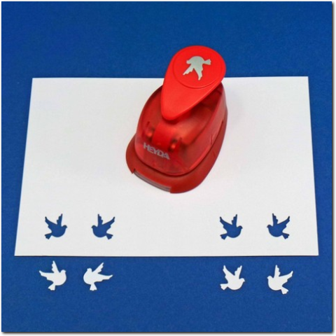 Kleine Taubenform Motive mit dem Heyda Hebelwerkzeug ausstanzen.