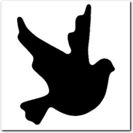 Mit dem Heyda Hebel Motivstanzer ausgestanztes kleines Taubenmotiv.