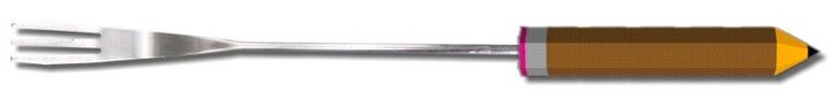 Fonduegabel mit Bleistiftgriff aus Modelliermasse.