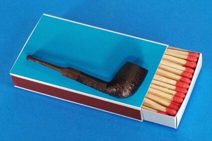 Streichholzschachtel mit Bild von Lieblings Tabakpfeife.